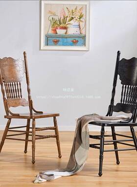 精椅镁拍照实木餐家用客网红居RGQ家雕花美式简约休厅闲婚庆椅豪