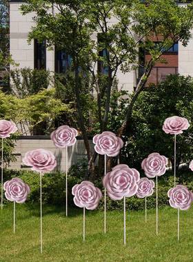 雕塑草坪玫瑰花户外AL900367铁朵园艺林网红广场花金属步件行街摆