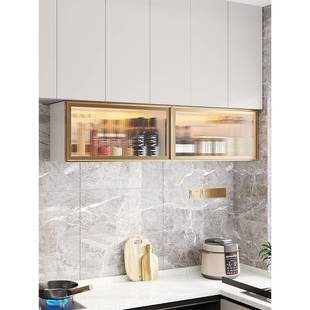 ?翻厨房553吊柜架下置物厨上柜玻璃门小吊柜壁挂置物柜铝合金调房