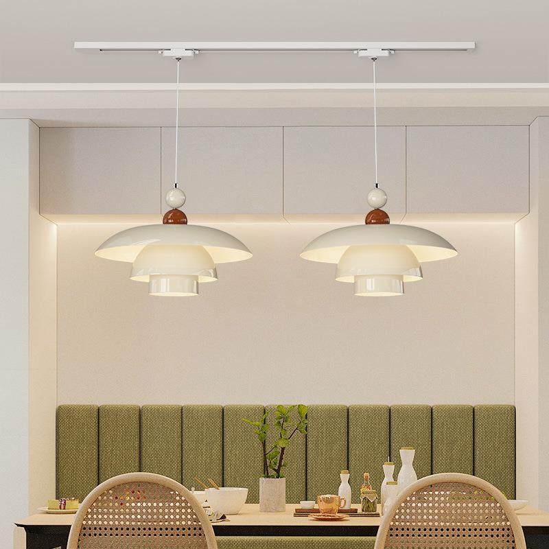 全光谱护眼490餐轨厅灯日式简约中古奶油吧台餐h桌灯道飞碟p5吊风