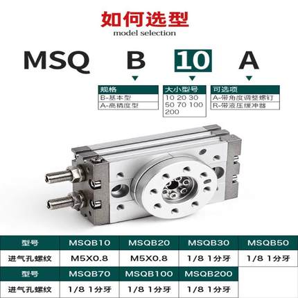 星辰气动摆动旋转缸790度0180气度HRQ/MS823QB10A20A3A50A0A100A2