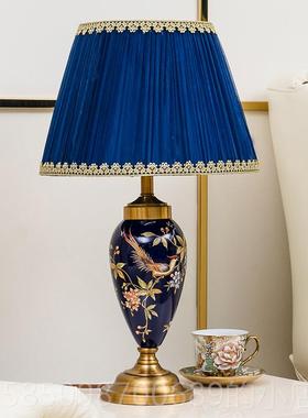 新款夏度欧式卧头室头灯美式婚房床灯新娘陪床长明嫁红色台灯结婚