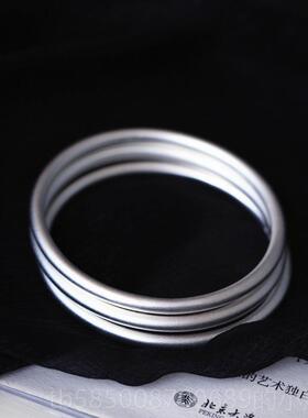 高档999足手银手镯古法承手 镯 磨砂款克价亲们自己对传比 女款纯