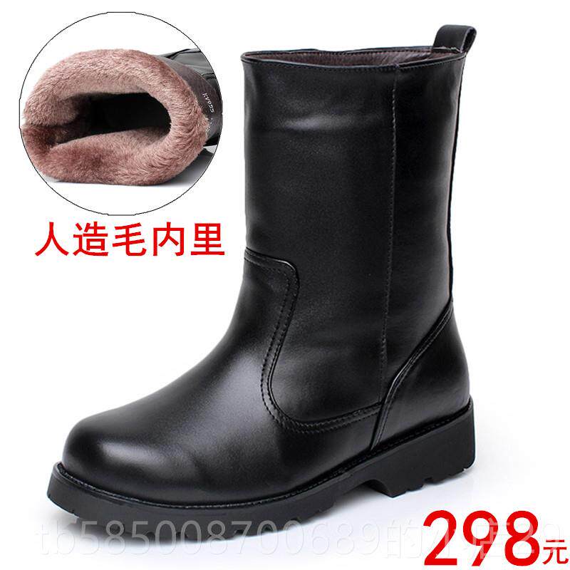 新款皮士毛一体全爸牛皮雪地靴男防水棉鞋工装靴马术羊暖毛靴保爸