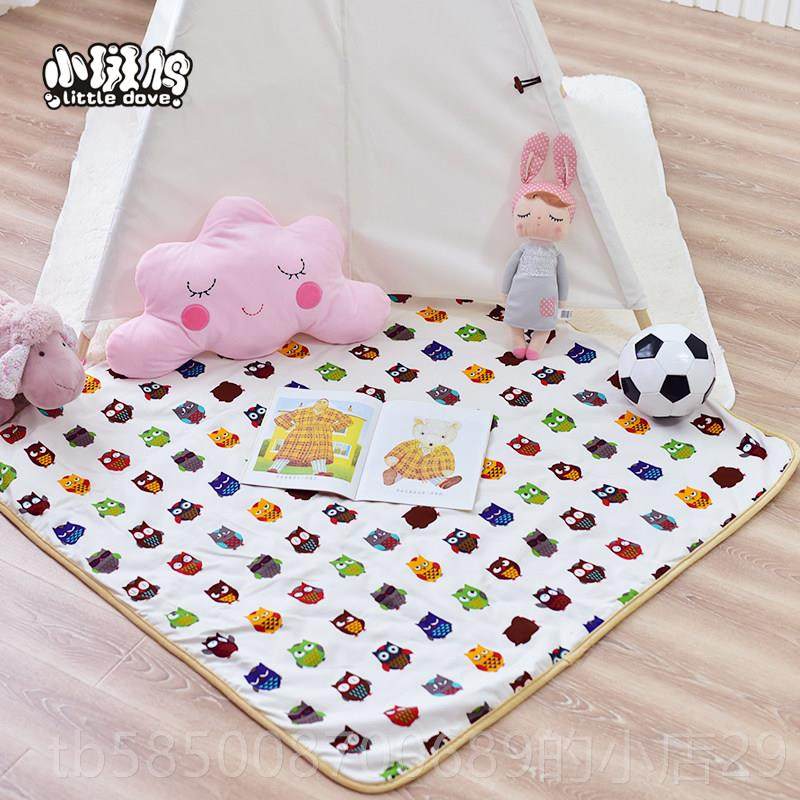 高档宝儿童帐篷地垫 防潮加厚环保无味棉垫子 宝爬行脚垫全防滑地