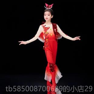 高档装新演鲤跳龙门舞服鱼装鱼唱表服小河式儿童舞龙服装道具