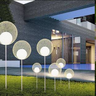 镂空大场外圆球蒲公英灯户公园广球形草灯led装坪镂空圆球饰照明