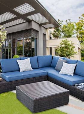 户YZ-062外藤椅防晒光防水阳房发藤沙庭院休闲藤编室外阳台组沙发