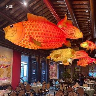 发光手工金鱼锦鲤古鱼灯笼鲤灯鱼龙鱼灯ESH笼汉服风持悬挂装手饰