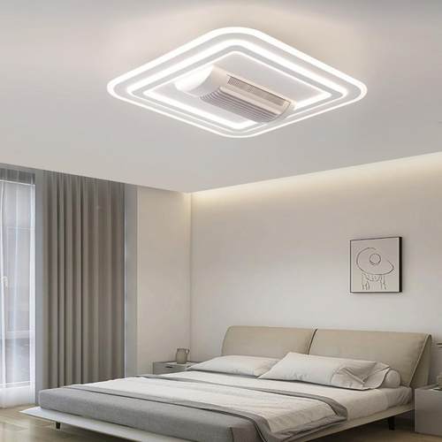 024新13410款客厅无叶风扇灯2大风力智能吊扇护简灯约眼卧室一体