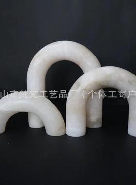 约现代创形意黄简洞/石摆件云石拱门软装样板房拱家居饰装品