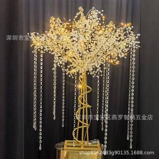 新款婚庆具灯铁彩艺灯水晶装树灯道餐桌摆件水晶花舞台饰场景DOU