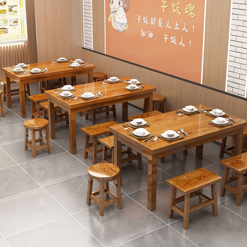 实木面馆餐厅餐桌椅组合