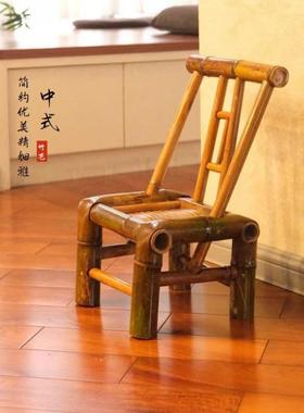 竹椅子老式手工背椅竹编户外家复古桌用椅休AQP闲竹家具餐纯桌椅