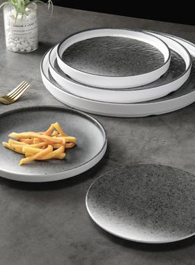 10排个装密胺盘子圆盘西餐牛盘商用瓷小吃仿碟创YCU菜盘平盘意烤
