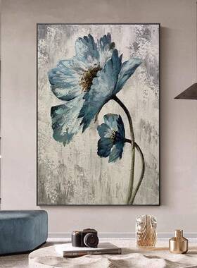 挂纯手绘油画客厅抽QWE-2302象落地装饰画卉入户玄关挂画竖花版墙