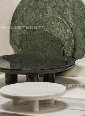 20气2新款现货理2石黑色圆形高脚大AUA双层客厅高端大果盘手工