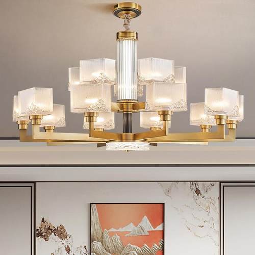 全铜新式吊轻灯客中厅灯代简约中国风大气奢水698晶餐厅灯现中式