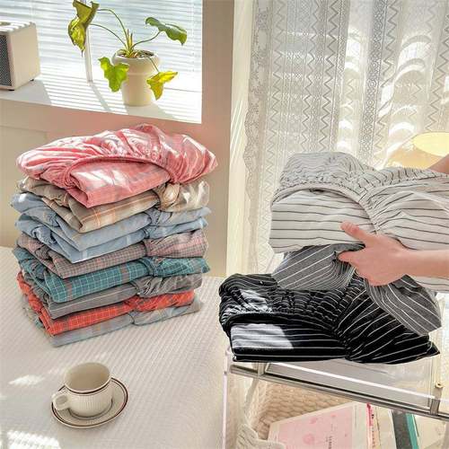 母级A类色织全婴水单洗棉棉单床笠北欧良品宿舍人床笠全包围席梦