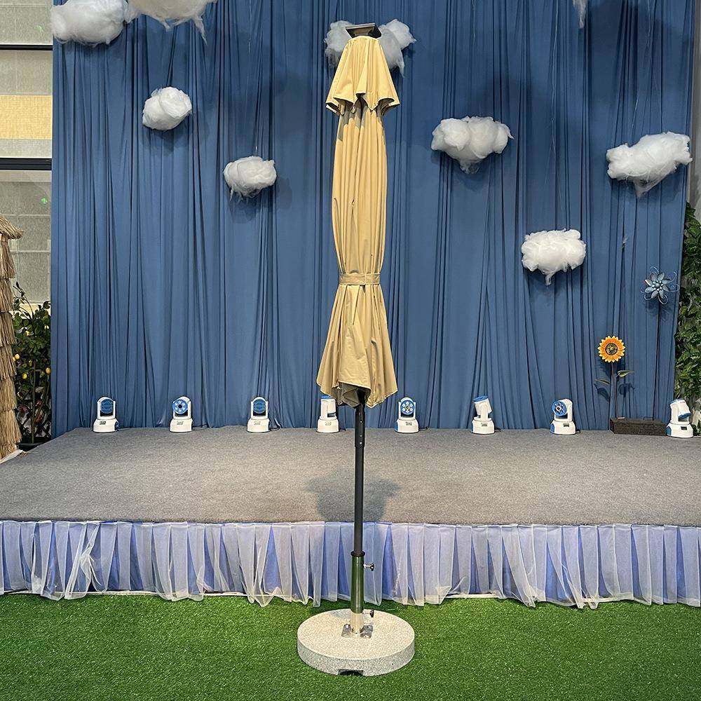 户外遮阳伞中柱遮圆形LD灯珠太阳能阳伞室外广告摆摊588伞桌伞椅E