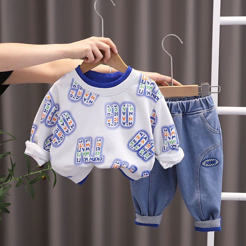 男童套装春秋2025新款洋派宝宝秋装卫衣两件套小孩童帅气潮1-3岁4