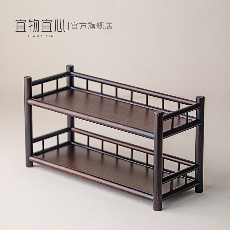 竹制双层壶架茶杯架子茶具收纳架紫砂壶摆放架功夫茶具茶壶置物架