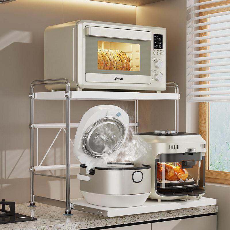 日韩微波炉置物架抽拉式厨房电饭煲架子台面多功能电器烤箱收纳,厨房/烹饪用具,微波炉置物架,淘宝优惠券,粉丝福利购,淘宝优惠卷