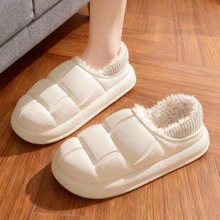 日本进口2025新款冬季室内棉拖保暖毛绒拖可外穿防水棉拖鞋全包跟