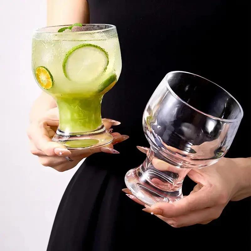雯雯加厚宽口杯啤酒杯子家用咖啡杯冷饮果汁杯创意大容量鸡尾酒杯