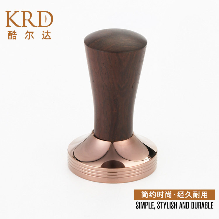 不锈钢实心咖啡压粉器黑檀木柄