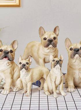 法斗狗狗玩具摆设树脂法国斗牛犬模型家居装饰仿真狗摆件