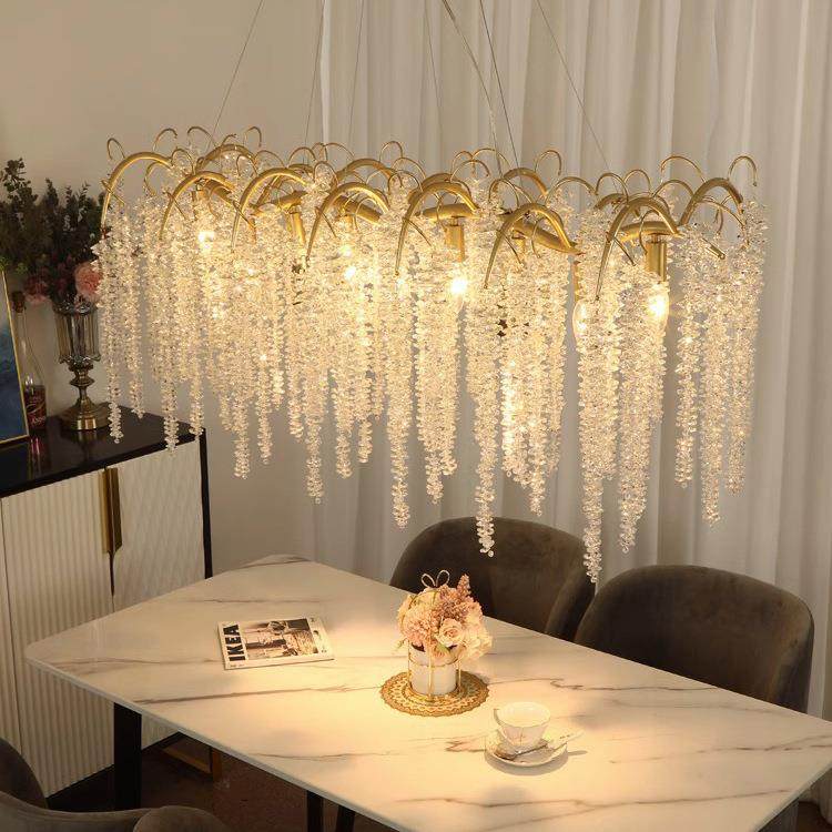 餐厅吊灯法式复古长方形餐桌灯设计感高端饭厅灯吧台灯流苏树枝灯,家装灯饰光源,智能吊灯,淘宝优惠券,粉丝福利购,淘宝优惠卷