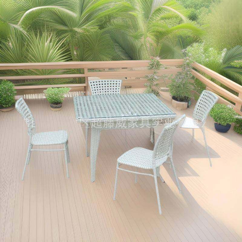 酒店商用时尚防藤编家具艺木室内家具休闲户外餐桌椅简约套装组合