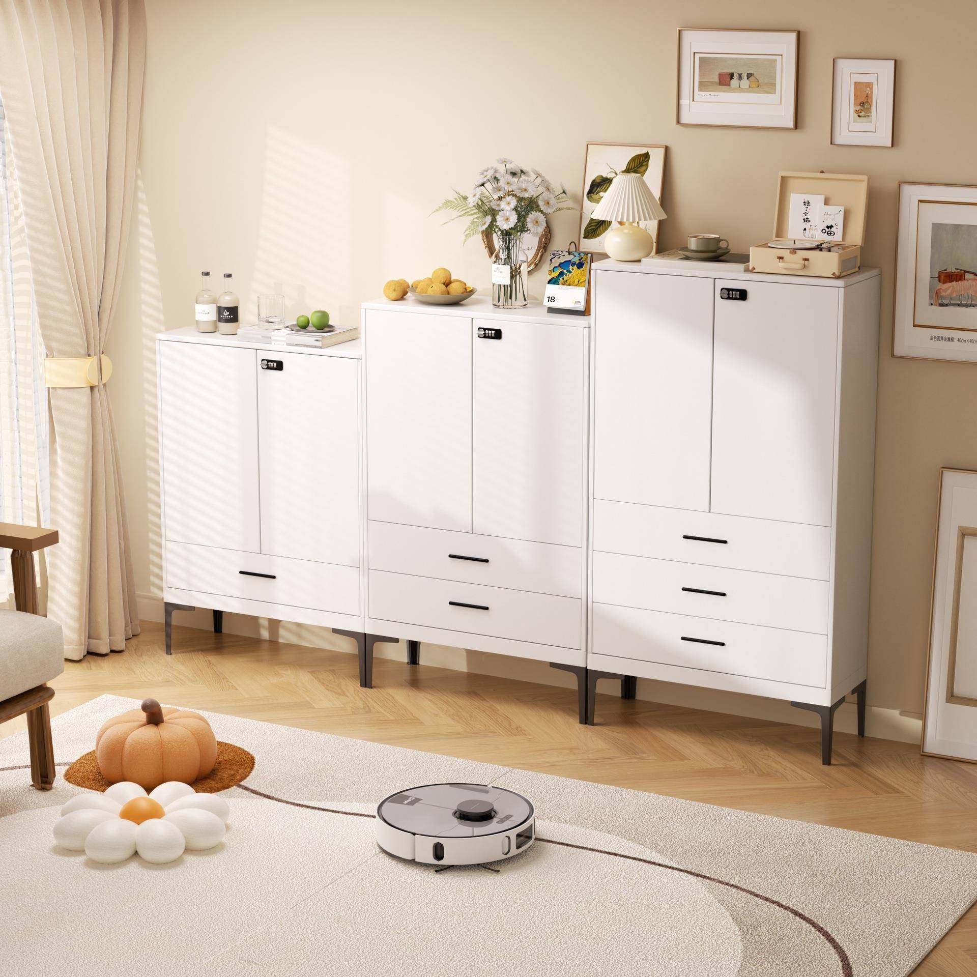 钢制文件柜矮柜办公室隔断柜小型文件柜铁皮斗柜抽屉储物柜密码锁