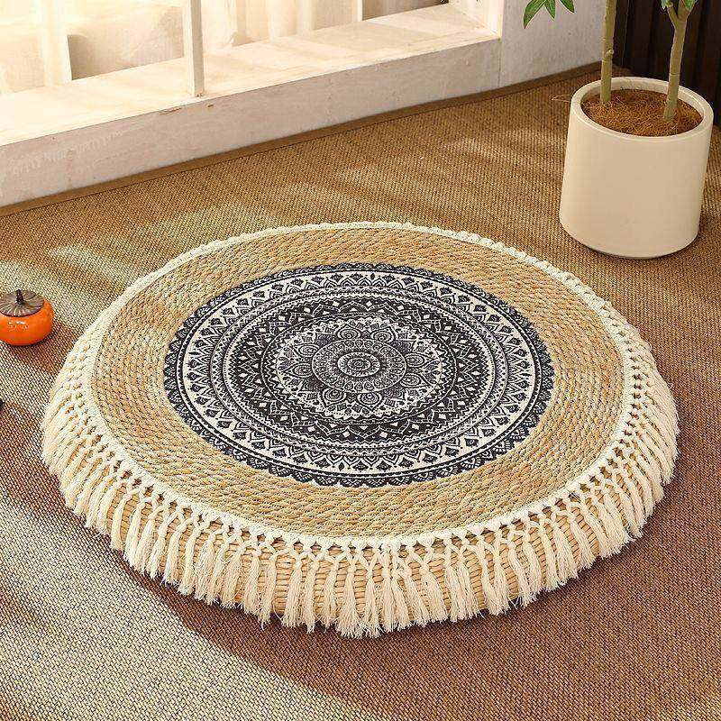 V3N草编蒲团复古西米亚流苏编织圆形坐垫地上坐墩坐凳阳台家用座,居家布艺,美臀垫/保健坐垫,淘宝优惠券,粉丝福利购,淘宝优惠卷