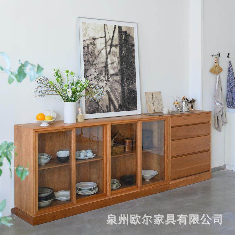 现代简约实木餐边柜客厅落地收纳储物柜书房樱桃木带抽屉玻璃书柜,电子元器件市场,其它元器件,淘宝优惠券,粉丝福利购,淘宝优惠卷