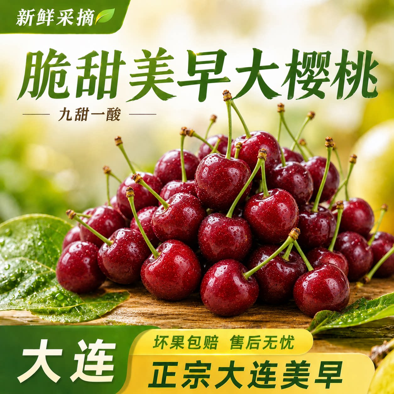 正宗大连头茬当季新鲜美早樱桃脆甜多汁新鲜采摘顺丰空运礼箱装