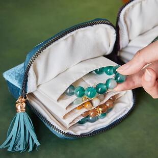 首饰收纳包流苏绒布便携大容量收纳袋项炼饰品手镯黄金手串收纳盒