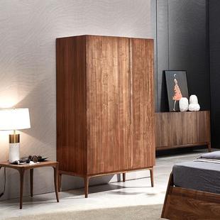 北美胡桃木实简木简衣帽柜意式 极卧黑室大衣柜两门柜NOH约现代储
