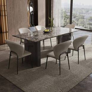 现代轻奢大石餐桌椅意GDR式 理极简奢石代现轻奢微晶石家餐桌椅用
