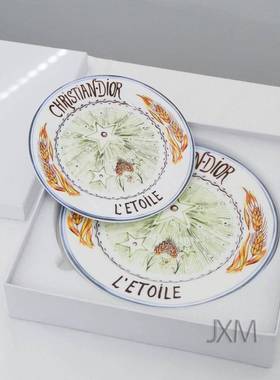 新品复古西盘25964家用牛星排盘日月辰拼盘大小瓷骨平盘餐套装