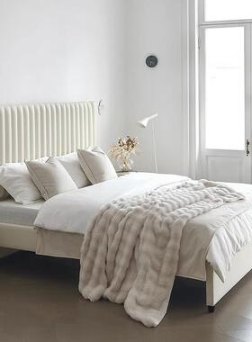 法式奶油款风高简靠背皮艺床现代奢DCV双人床约覆古设计师主卧大