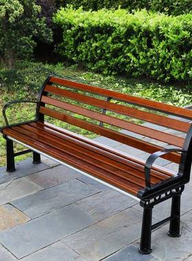 户外公园椅靠背长椅YY-10201实塑木环保铸休闲长等椅防木腐铁铸铝