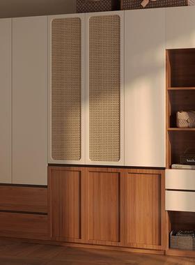 中古风段式实木分藤编衣柜一门顶到免拉手代简SAQ约欧松板衣现橱