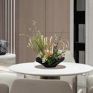 新中式现架代仿真植花艺竹筏构玄售117关城市展厅楼处酒店前台摆