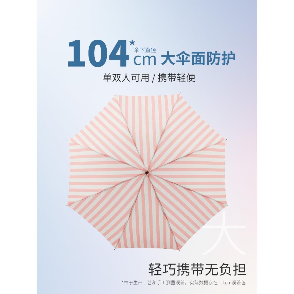 珍妮花巴黎加大人家563用风双人情侣男女通用恋抗长柄直骨雨伞粉