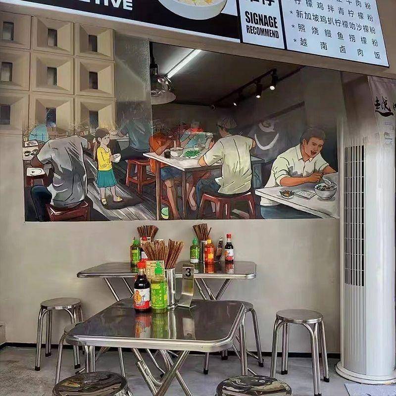 不复甜品糖水饭小吃店锈钢折叠桌椅小圆凳子古组LTE合烧烤肉店快