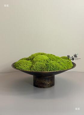 瓷t$*&hsdf新中式永生青苔植物盆景样板房客厅书茶几桌陶摆面件花