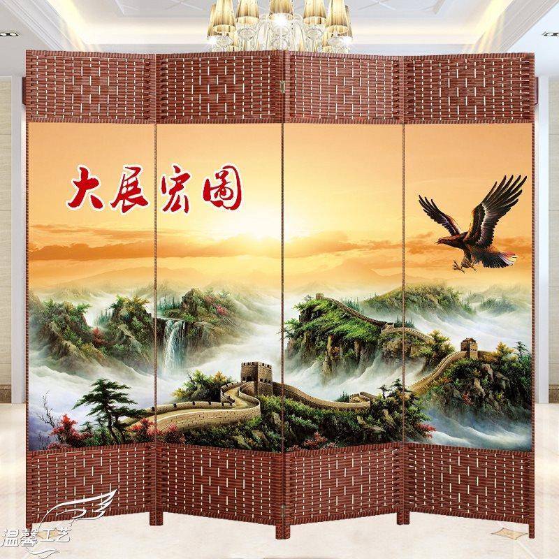 L*简约屏风隔断墙卧室厅客拉家用装饰可移玄A-129关推防水现代布