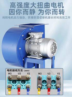 CF离心风厨房220VV排油烟蜗业牛189风机机工级排气扇380大功率引